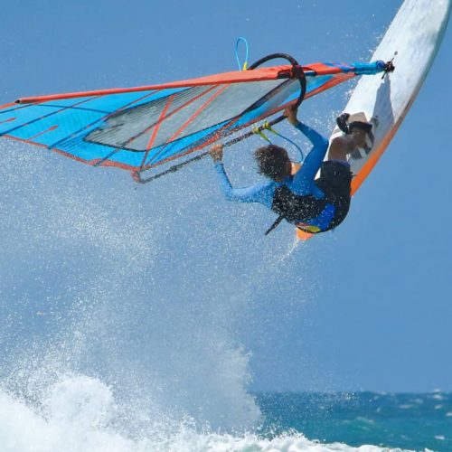 Windsurfing jumps out of the water